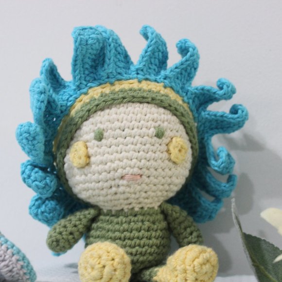 Sunflower Crochet Baby Doll OOAK Handmade HANDCRAFTED - Picture 4 of 6